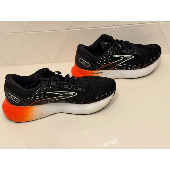 Brooks Glycerin 20 Women's Size 9.5 Black White Orange Running Shoes Excellent - Picture 3 of 5
